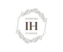 ih initialen brief hochzeitsmonogramm logos sammlung, handgezeichnete moderne minimalistische und florale vorlagen für einladungskarten, save the date, elegante identität für restaurant, boutique, café im vektor