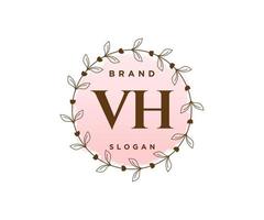 anfängliches vh feminines Logo. verwendbar für Natur-, Salon-, Spa-, Kosmetik- und Schönheitslogos. flaches Vektor-Logo-Design-Vorlagenelement. vektor