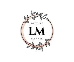 lm initialen brief hochzeitsmonogramm logos sammlung, handgezeichnete moderne minimalistische und florale vorlagen für einladungskarten, save the date, elegante identität für restaurant, boutique, café im vektor