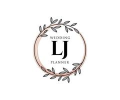 lj initialen brief hochzeitsmonogramm logos sammlung, handgezeichnete moderne minimalistische und florale vorlagen für einladungskarten, save the date, elegante identität für restaurant, boutique, café im vektor