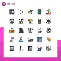 grupp av 25 modern fylld linje platt färger uppsättning för vind blåser brand arbete telefon app redigerbar vektor design element