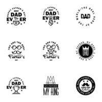 glücklicher vatertag 9 schwarz typografie set vektortypografie vintage beschriftung für grußkarten banner tshirt design du bist der beste vater editierbare vektordesignelemente vektor