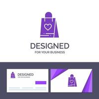 kreativ företag kort och logotyp mall handla kärlek gåva väska vektor illustration