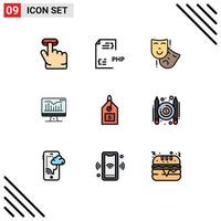 uppsättning av 9 modern ui ikoner symboler tecken för dollar övervaka verkande Graf dator redigerbar vektor design element