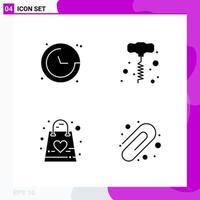 Solid Icon Set Packung mit 4 Glyphen-Icons isoliert auf weißem Hintergrund für Web-Print und mobile kreative schwarze Icon-Vektor-Hintergrund vektor