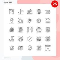 Aktienvektor-Icon-Pack mit 25 Linienzeichen und Symbolen für Krug Backen Kasse Heißluftballon editierbare Vektordesign-Elemente vektor