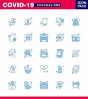 25 blaues Coronavirus covid19-Symbolpaket, z. B. nicht zulassen, dass Reiseflaschen-Infrarotcouph virales Coronavirus 2019nov-Krankheitsvektor-Designelemente vektor