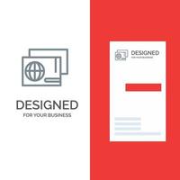 Identitätspass Reisepass einkaufen graues Logo-Design und Visitenkartenvorlage vektor