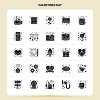 solide 25 Valentinstag Icon Set Vektor Glyphe Stil Design schwarze Icons Set Web und mobile Geschäftsideen Design Vektor Illustration