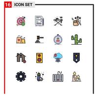 Stock Vector Icon Pack mit 16 Zeilenzeichen und Symbolen für Handtasche Starre Hardware Handbügel editierbare kreative Vektordesign-Elemente