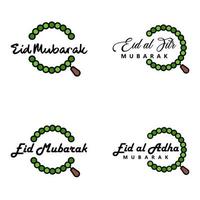 modern packa av 4 vektor illustrationer av hälsningar lyckönskningar för islamic festival eid al Adha eid al fitr gyllene måne lykta med skön skinande stjärnor