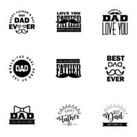 Happy Fathers Day 9 schwarze Schrift Happy Fathers Day editierbare Vektordesign-Elemente vektor