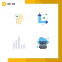 flaches Icon-Set für die mobile Schnittstelle mit 4 Piktogrammen von Zeitsignalen mit dem Kopf nach oben und unten, die editierbare Vektordesign-Elemente hosten vektor