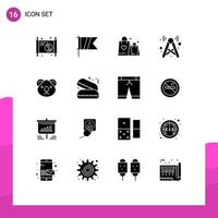 Stock Vector Icon Pack mit 16 Linienzeichen und Symbolen für Tiernetzwerk-Handtaschen-Internet-Turm editierbare Vektordesign-Elemente