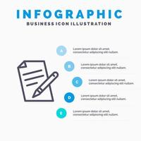 Datei Bildung Stift Bleistift Liniensymbol mit 5 Schritten Präsentation Infografiken Hintergrund vektor