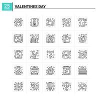 25 Valentinstag Icon Set Vektor Hintergrund