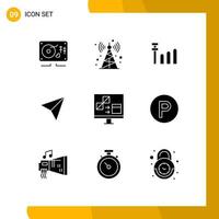 moderner Satz von 9 soliden Glyphen und Symbolen wie Transport entwickeln bearbeitbare Vektordesign-Elemente für Signalcomputer-Apps vektor