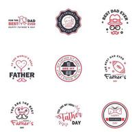 9 schwarze und rosa Happy Fathers Day Design Collection ein Satz von zwölf braun gefärbten Vatertagsdesigns im Vintage-Stil auf hellem Hintergrund editierbare Vektordesign-Elemente vektor