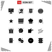 16 kreative Symbole moderne Zeichen und Symbole von Blueprint Star Ad Lesezeichen Globus editierbare Vektordesign-Elemente vektor