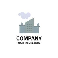 Fabrikindustrie Landschaft Umweltverschmutzung Business Logo Vorlage flache Farbe vektor