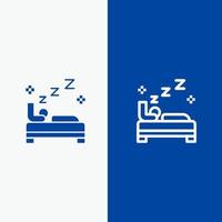 bett schlafzimmer saubere reinigungslinie und glyphe festes symbol blaues banner linie und glyphe festes symbol blaues banner vektor