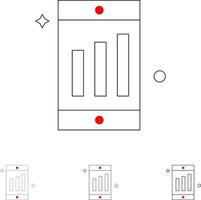 mobil cell Diagram djärv och tunn svart linje ikon uppsättning vektor