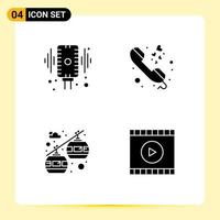 Stock Vector Icon Pack von Linienzeichen und Symbolen für Mikrofon Seilbahn Audiokommunikation Sessellift editierbare Vektordesign-Elemente