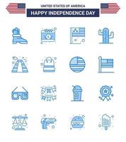 Stock Vector Icon Pack von American Day 16 Zeilenzeichen und Symbolen für Wahrzeichen des amerikanischen Landes American Usa editierbare Usa Day Vektordesign-Elemente