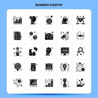 solide 25 Business Startup Icon Set Vektor Glyphe Stil Design schwarze Icons Set Web und mobile Geschäftsideen Design Vektor Illustration