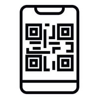 QR-Code auf dem Smartphone-Symbol, Umrissstil vektor