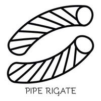 Pipe Rigate Pasta-Symbol, Umrissstil vektor