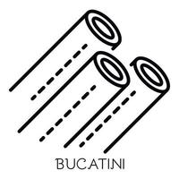 Bucatini-Pasta-Symbol, Umrissstil vektor