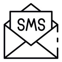 SMS im Briefumschlagsymbol, Umrissstil vektor