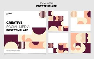 social media posta mall packa. 5 annorlunda posta design geometrisk bakgrund vektor