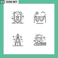 4 kreative Symbole moderne Zeichen und Symbole des Marketing-Teiler-Tags Sonne weiblicher Anker editierbare Vektordesign-Elemente vektor