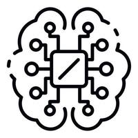 AI-Prozessor-Gehirn-Symbol, Umrissstil vektor