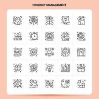 Umriss 25 Produktmanagement Icon Set Vektor Line Style Design Schwarze Icons Set Linear Piktogramm Pack Web und mobile Geschäftsideen Design Vektor Illustration