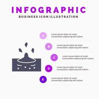 Tropfen Regen Regenwasser solide Symbol Infografiken 5 Schritte Präsentationshintergrund vektor