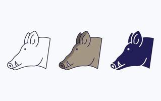Wildschweinschweinlinie und Glyphensymbol, Vektorillustration vektor