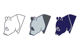 Panda-Linie und Glyphen-Symbol, Vektorillustration vektor