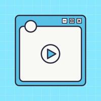 Quadratischer Videoplayer für die Anwendungsschnittstelle für soziale Medien. kurzes Video-Mockup im Retro-Design-Stil. vektor