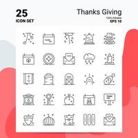 25 Danksagungen Symbolsatz 100 bearbeitbare Eps 10 Dateien Business-Logo-Konzept-Ideen-Line-Icon-Design vektor