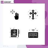 Stock Vector Icon Pack mit 4 Zeilen Zeichen und Symbolen für Hand e halten Cross Education editierbare Vektordesign-Elemente