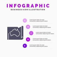 australien australien land lageplan reisen solide symbol infografiken 5 schritte präsentation hintergrund vektor