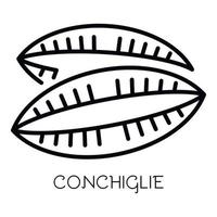 Conchiglie-Pasta-Symbol, Umrissstil vektor