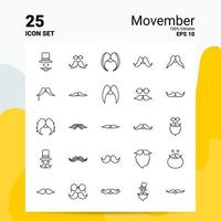 25 Movember Icon Set 100 bearbeitbare Eps 10 Dateien Business Logo Konzept Ideen Line Icon Design vektor