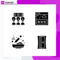 Solid Icon Set Packung mit 4 Glyphen-Icons isoliert auf weißem Hintergrund für Web-Print und Handy vektor