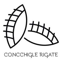 Concchigle-Rigate-Symbol, Umrissstil vektor