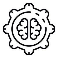 AI Brain Gear Technology Icon, Umrissstil vektor