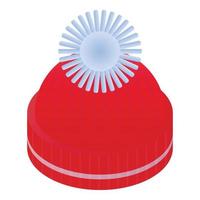 röd vinter- hatt ikon, isometrisk stil vektor
